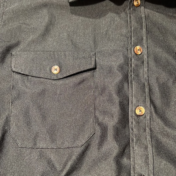 Black corduroy button down shirt. Red flannel on inside of collar/sleeves - Picture 3 of 5